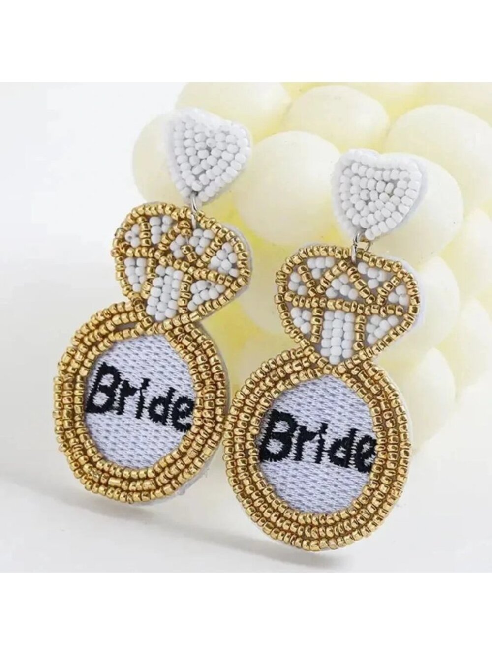 Bride Elegant Ring Drop Beaded Earrings